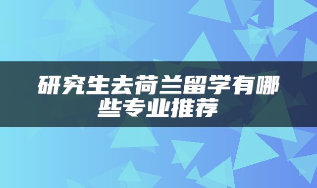 研究生去荷兰留学有哪些专业推荐