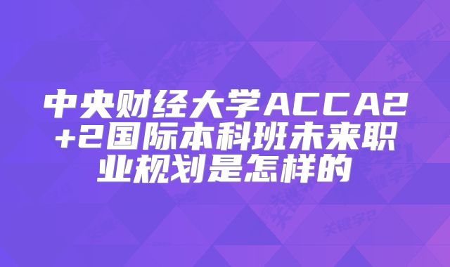 中央财经大学ACCA2+2国际本科班未来职业规划是怎样的