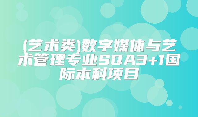 (艺术类)数字媒体与艺术管理专业SQA3+1国际本科项目