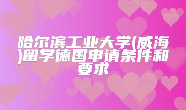 哈尔滨工业大学(威海)留学德国申请条件和要求
