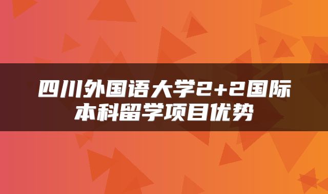 四川外国语大学2+2国际本科留学项目优势