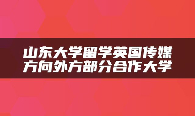 山东大学留学英国传媒方向外方部分合作大学