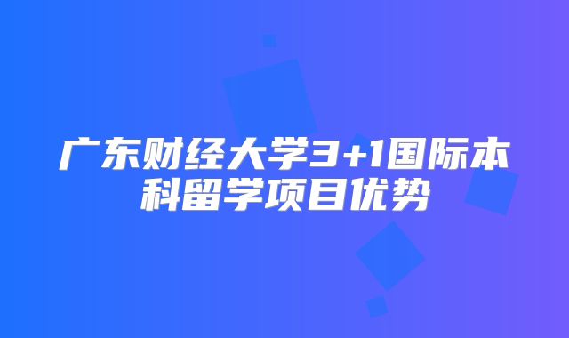 广东财经大学3+1国际本科留学项目优势