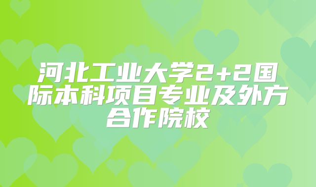 河北工业大学2+2国际本科项目专业及外方合作院校