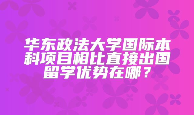 华东政法大学国际本科项目相比直接出国留学优势在哪？