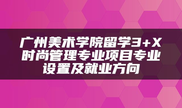 广州美术学院留学3+X时尚管理专业项目专业设置及就业方向