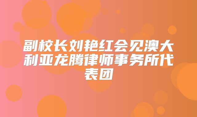 副校长刘艳红会见澳大利亚龙腾律师事务所代表团