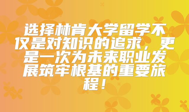 选择林肯大学留学不仅是对知识的追求，更是一次为未来职业发展筑牢根基的重要旅程！
