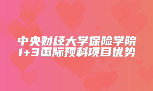 中央财经大学保险学院1+3国际预科项目优势