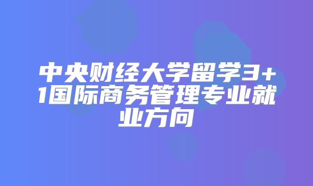 中央财经大学留学3+1国际商务管理专业就业方向