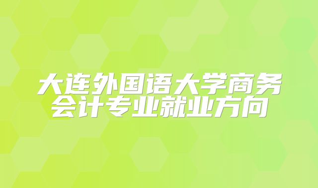 大连外国语大学商务会计专业就业方向