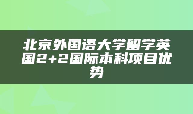 北京外国语大学留学英国2+2国际本科项目优势