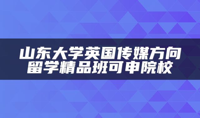 山东大学英国传媒方向留学精品班可申院校