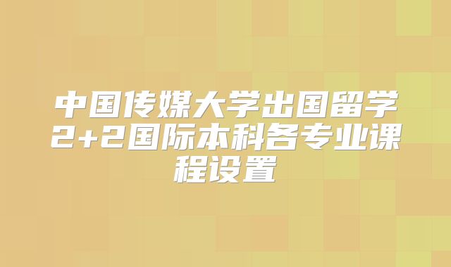 中国传媒大学出国留学2+2国际本科各专业课程设置