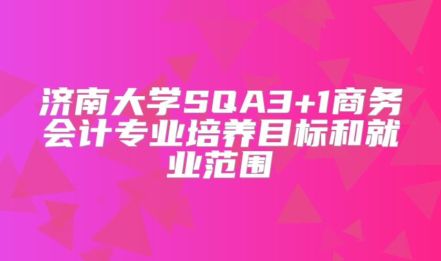 济南大学SQA3+1商务会计专业培养目标和就业范围