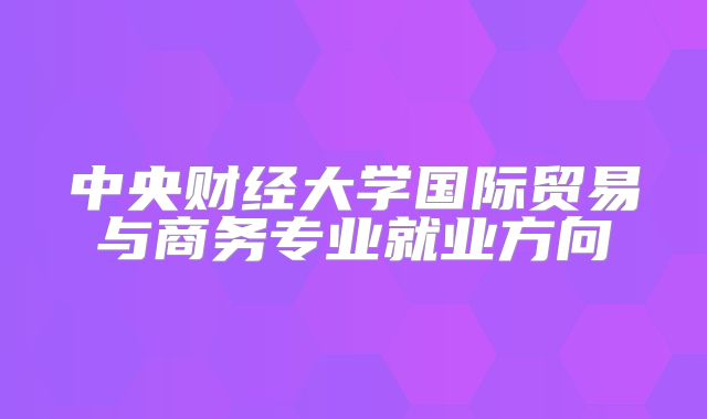 中央财经大学国际贸易与商务专业就业方向