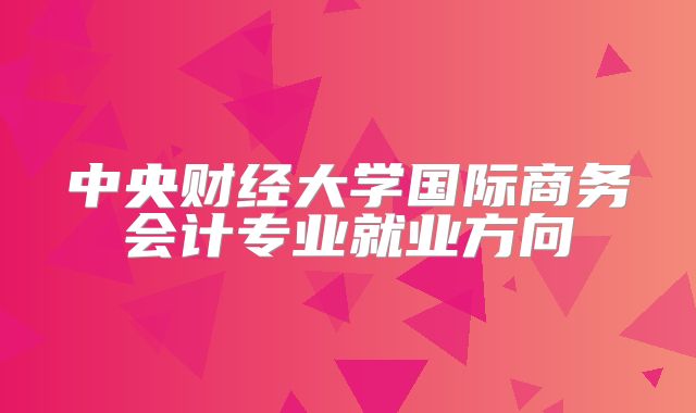 中央财经大学国际商务会计专业就业方向