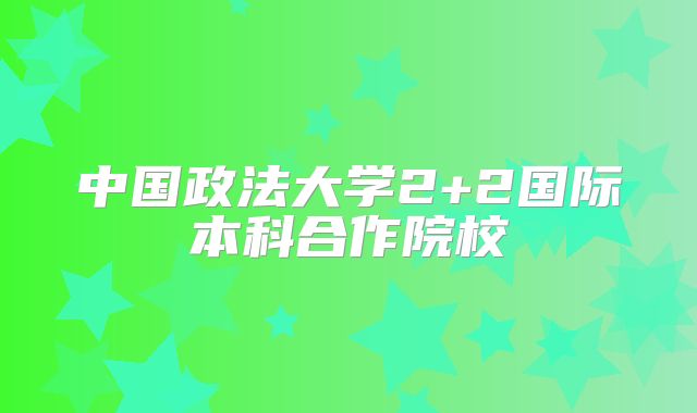 中国政法大学2+2国际本科合作院校