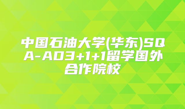 中国石油大学(华东)SQA-AD3+1+1留学国外合作院校