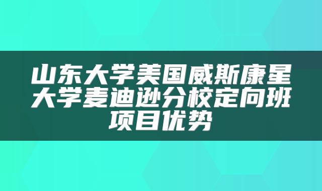 山东大学美国威斯康星大学麦迪逊分校定向班项目优势