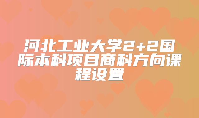 河北工业大学2+2国际本科项目商科方向课程设置