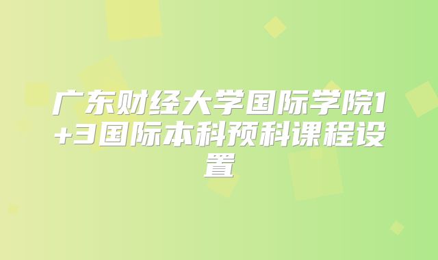 广东财经大学国际学院1+3国际本科预科课程设置