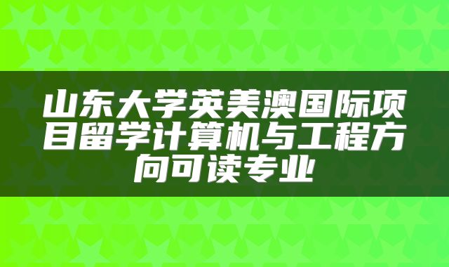 山东大学英美澳国际项目留学计算机与工程方向可读专业
