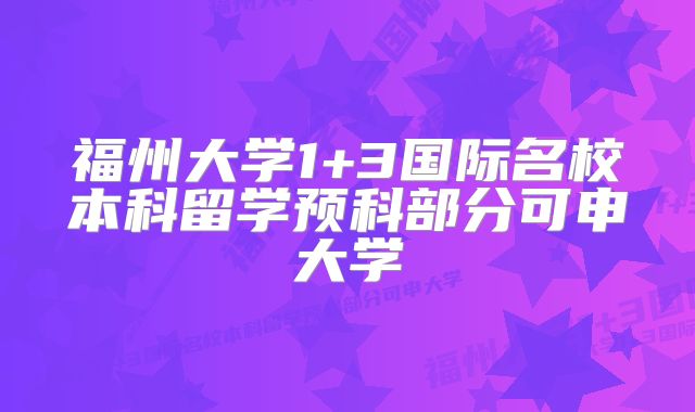 福州大学1+3国际名校本科留学预科部分可申大学