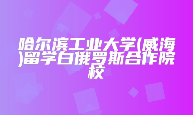 哈尔滨工业大学(威海)留学白俄罗斯合作院校