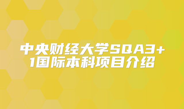 中央财经大学SQA3+1国际本科项目介绍