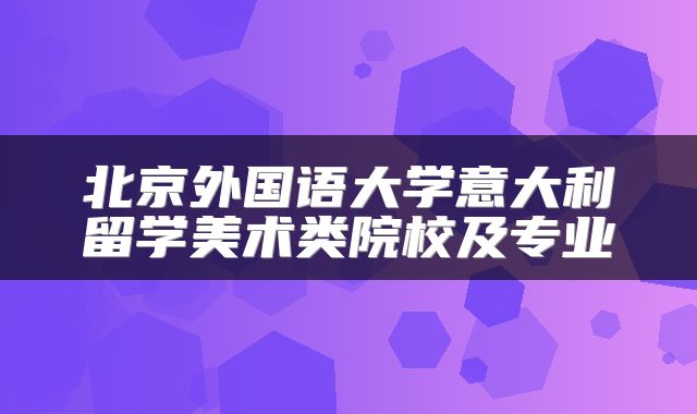 北京外国语大学意大利留学美术类院校及专业
