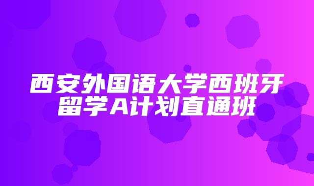 西安外国语大学西班牙留学A计划直通班