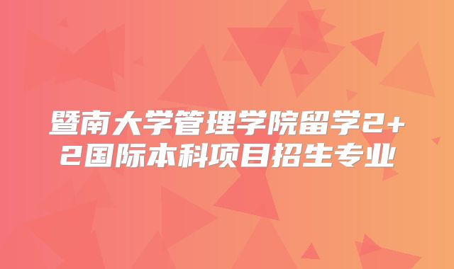 暨南大学管理学院留学2+2国际本科项目招生专业