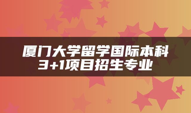 厦门大学留学国际本科3+1项目招生专业